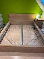 Houten bed 160cm met 2 aparte lattenbodems, Huis en Inrichting, Slaapkamer | Bedden, Ophalen, Gebruikt, Beige, Tweepersoons