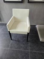 6 wit lederen stoelen, Huis en Inrichting, Stoelen, Ophalen, Wit, Hout, Zo goed als nieuw
