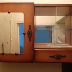 Vintage houten badkamerkast met spiegel, Huis en Inrichting, Ophalen, Gebruikt