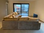 U-bank in beige/champagne fluweel, Huis en Inrichting, Ophalen, Zo goed als nieuw