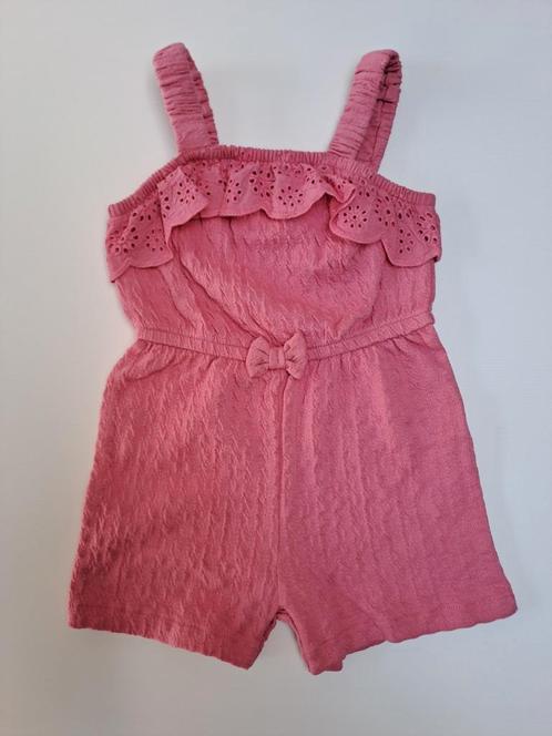 Mt 74 Roze zomer jumpsuit met kantenruches en strik, Kinderen en Baby's, Babykleding | Maat 74, Zo goed als nieuw, Meisje, Pakje