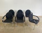 6X Arco Bk Eetkamerstoelen 80's 90's Vintage, Huis en Inrichting, Stoelen, Ophalen, Gebruikt, Metaal, Zwart