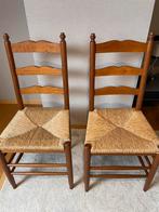 4 eiken stoelen met biezen zitting - handgemaakt, Huis en Inrichting, Zo goed als nieuw, Ophalen