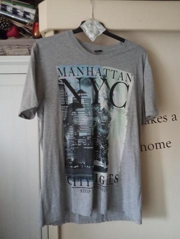 heren t-shirt xxl met print NYC Manhattan, Verzenden, Nieuw, Overige maten, Grijs