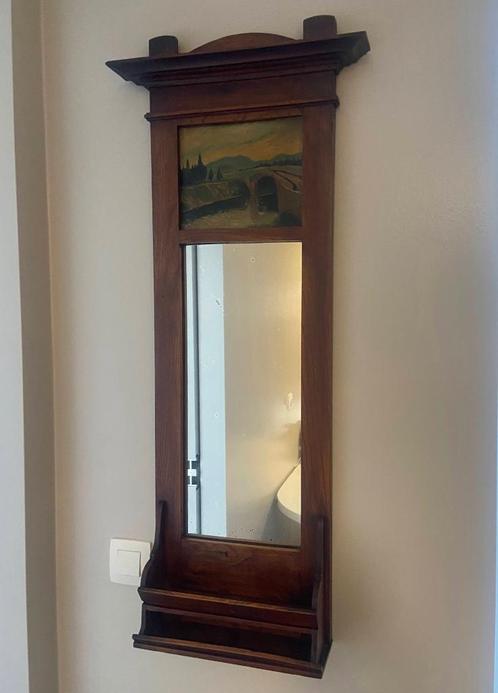 Antiek Spiegel met schilderij, Antiek en Kunst, Antiek | Spiegels, Minder dan 50 cm, 100 tot 150 cm, Rechthoekig, Ophalen