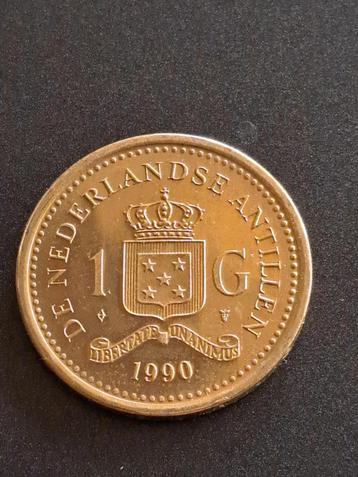 1990 Antilles néerlandaises 1 florin Beatrix en Superbe+/FDC, Envoi, Amérique centrale, Monnaie en vrac