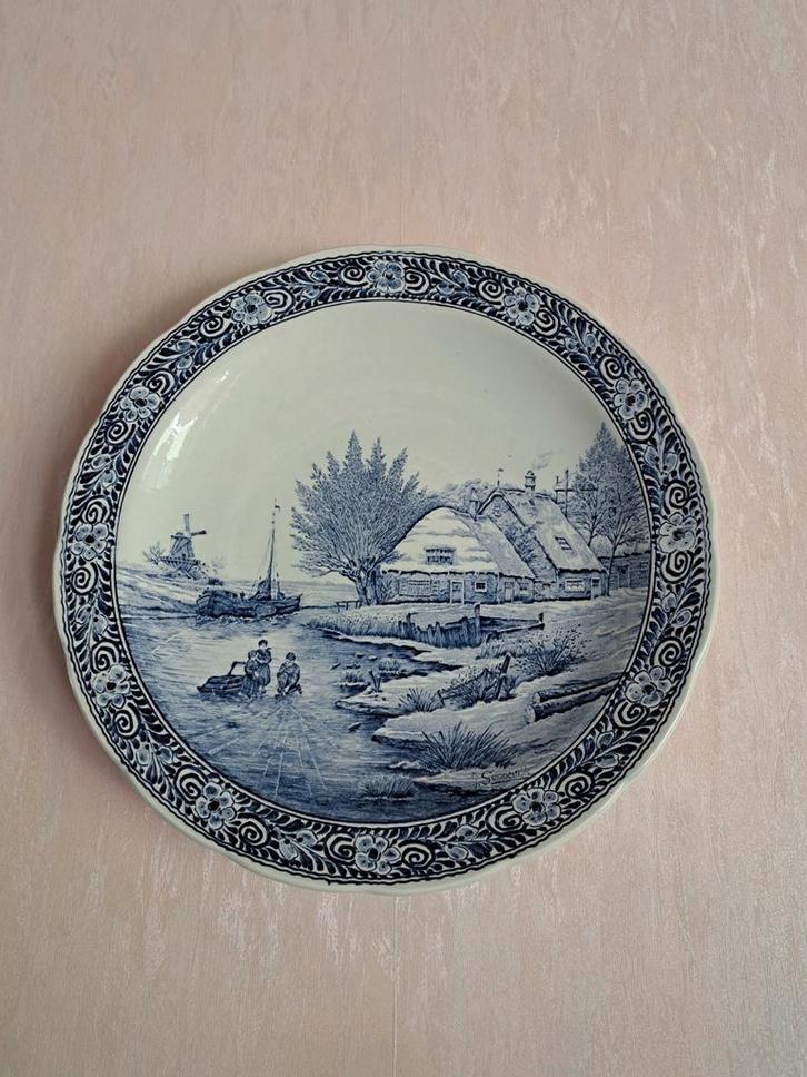 Keramieken wandbord 40cm Delfts blauw Boch vr Royal Sphinkx, Antiek en Kunst, Antiek | Wandborden en Tegels, Ophalen