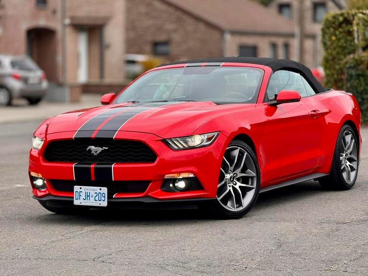Ford Mustang Ecoboost Premium, Auto's, Ford, Particulier, Mustang, Lederen bekleding, Benzine, Cabriolet, Automaat, Rood, Zwart