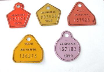 5 st. oude fietsplaten Antwerpen - 1975 t/m 1979 beschikbaar voor biedingen