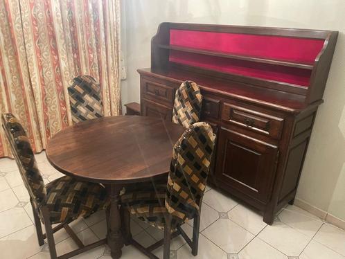 Volledige eetkamer in hout, Huis en Inrichting, Complete eetkamers, Gebruikt, 4 tot 6 stoelen, Ophalen