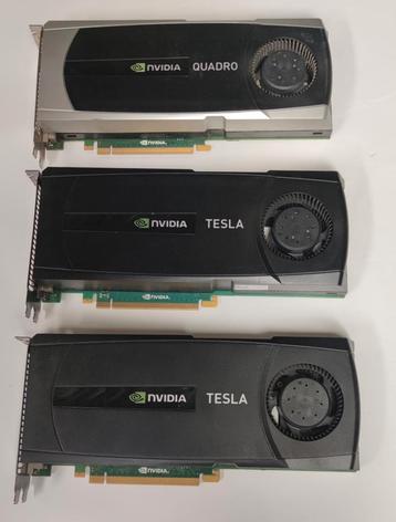 Nvidia Quadro 5000 2.5GB, Tesla C2050 3gb en Tesla c2075 6GB