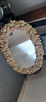 Ovale spiegel met bloemenrand, Ophalen, Zo goed als nieuw