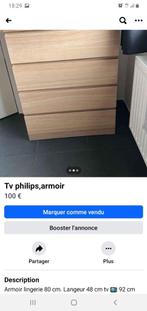 Tv Philips + armoire, Gebruikt, Ophalen