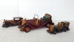 Ensemble de 3 voitures vintage miniatures rétro en bois, Maison et Meubles, Enlèvement ou Envoi