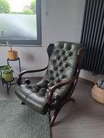 Donkergroene Chesterfield zetel, Huis en Inrichting, Fauteuils, Ophalen, Gebruikt, 125 tot 150 cm, Chesterfield