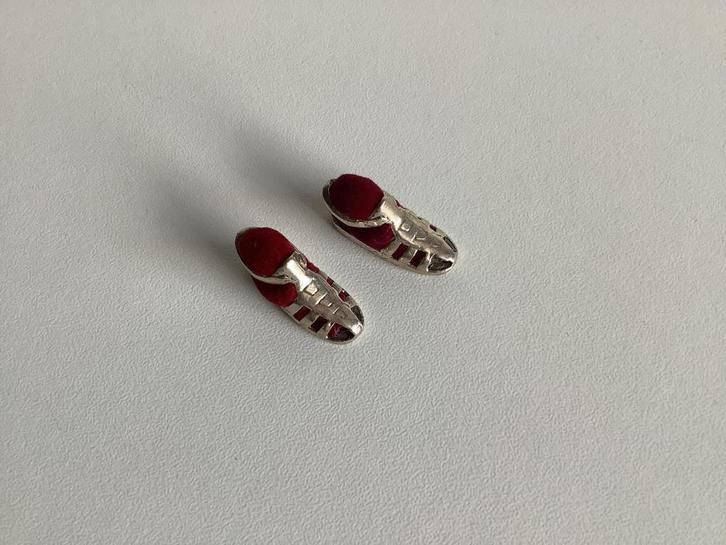 antieke zilveren miniatuurschoentjes / speldenkussnetjes, Antiek en Kunst, Antiek | Zilver en Goud, Zilver, Ophalen of Verzenden