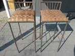 2 mooie barkrukken - metaal / leder, Huis en Inrichting, Barkrukken, Ophalen, Gebruikt, Metaal