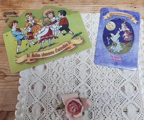 2 Franse metalen plaatjes met nostalgische kinderen, Antiek en Kunst, Curiosa en Brocante, Ophalen of Verzenden