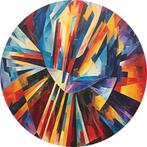 Cercle mural Explosion de couleurs et de formes 60x60 en mét, Envoi, Neuf