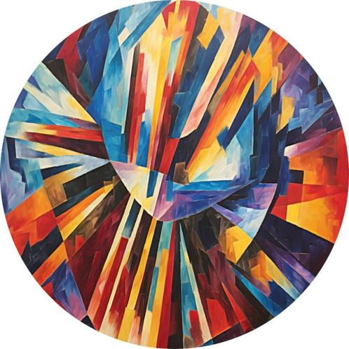 Cercle mural Explosion de couleurs et de formes 60x60 en mét, Maison & Meubles, Accessoires pour la Maison | Décorations murale