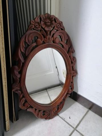 Miroir bois sculpté artisanat pakistanais