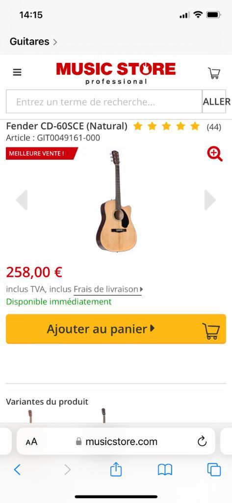 Fender CD-60SCE (Natural), Musique & Instruments, Instruments à corde | Guitares | Acoustiques, Utilisé, Guitare Western ou Guitare Folk