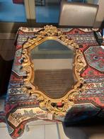 Antiek houten geslepen spiegel met bladgoud, Antiek en Kunst, Ophalen, Overige vormen, 50 tot 100 cm, Minder dan 100 cm