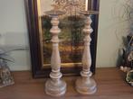 Houten kandelaars, Crème, Comme neuf, Bois, Chandelier