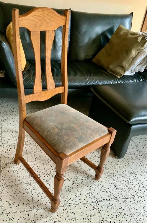 6 massief houten stoelen met stoffen zitting., Antiek en Kunst, Antiek | Meubels | Stoelen en Sofa's, Ophalen