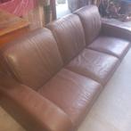 canapé en cuir brun, Rechte bank, Gebruikt, Leer, 75 tot 100 cm