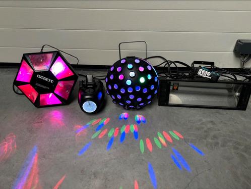 Lot van 4 lichteffecten LED + Strobo, Muziek en Instrumenten, Licht en Laser, Gebruikt, Licht, Geluidgestuurd, Kleur, Stroboscoopeffect