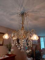 Messing luster met geslepen glas 115cm hoog 100cm diameter, Huis en Inrichting, Ophalen, Gebruikt, Glas