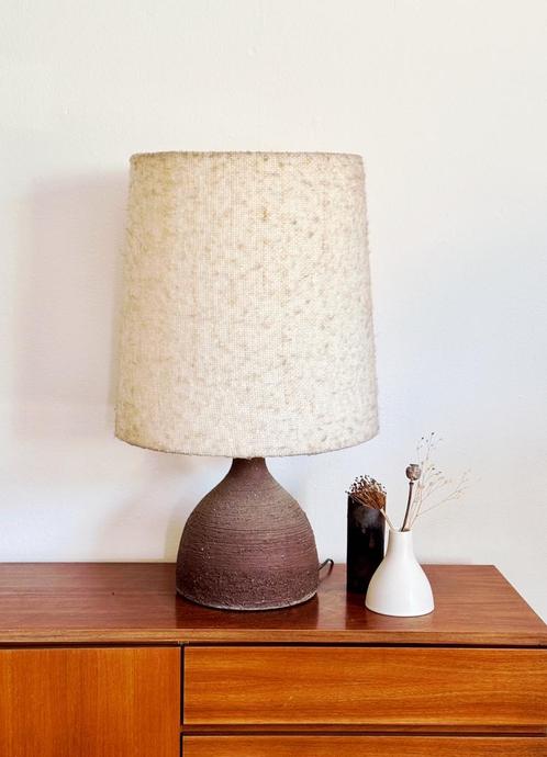 Vintage XL brutalist keramiek tafellamp, Huis en Inrichting, Lampen | Tafellampen, Gebruikt, Stof, Ophalen