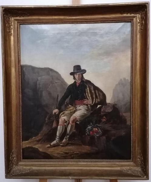 Antiek schilderij op doek - Gesigneerd, Antiek en Kunst, Kunst | Schilderijen | Klassiek, Ophalen of Verzenden
