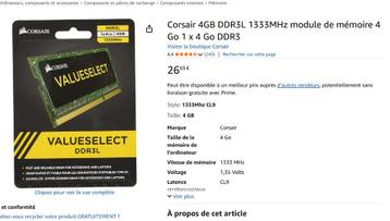 2 barettes mémoire Corsair DDR3 4Gb 1600 Mhz PC/Mac  beschikbaar voor biedingen