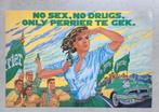 AFFICHE PUBLICITAIRE PERRIER « PIN-UP » 48 x 32 cm, Zo goed als nieuw