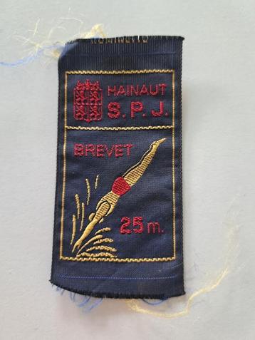 Vintage Ecusson/Patch - Hainaut S.P.J. - Brevet de natation 