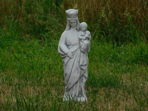 Maria met kind in de arm, vol steen, grijs, Tuin en Terras, Tuinbeelden, Mensenbeeld, Steen, Ophalen of Verzenden