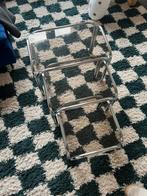 Vintage chrome en glas salontafel, Huis en Inrichting, Ophalen, Gebruikt, Glas