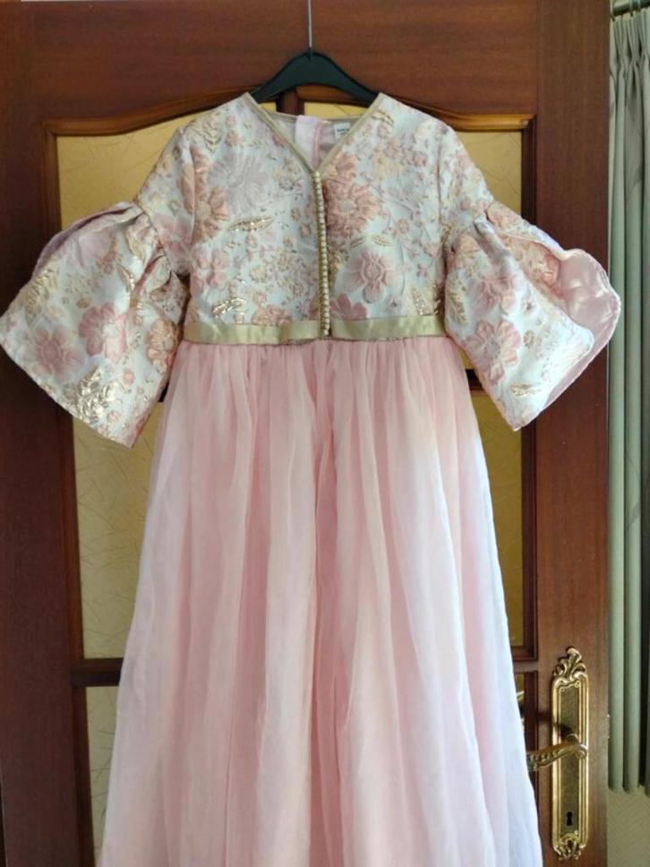 roze lange jurk / feestjurk maat 140 - 146, Kinderen en Baby's, Kinderkleding | Maat 140, Zo goed als nieuw, Meisje, Jurk of Rok