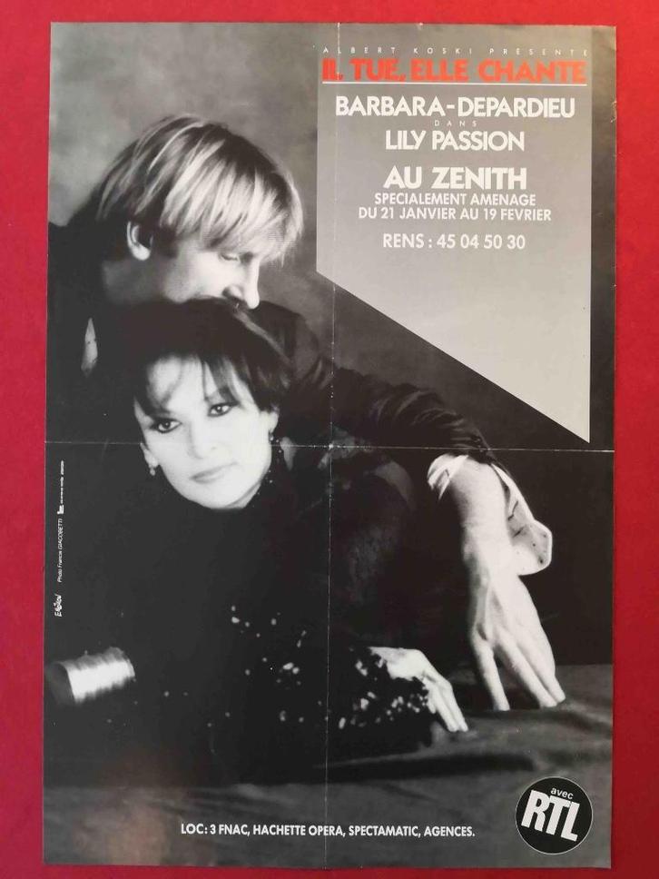 LILY PASSION - BARBARA EN GERARD DEPARDIEU - ZEER ZELDZAAM, Verzamelen, Posters, Gebruikt, Muziek, A1 t/m A3, Rechthoekig Staand