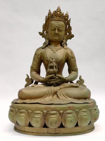 Mooi groot boeddha beeld in koper - china - c. 1950 beschikbaar voor biedingen