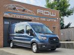 Ford Transit L3H2 - Dubbel Cabine 7Zits - NIEUW - 0 KM, Voorwielaandrijving, Stof, Blauw, 7 zetels