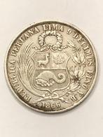 Munt zilver Peru un sol jaartal 1866 zeldzamer !!, Ophalen of Verzenden, Zuid-Amerika, Losse munt, Zilver