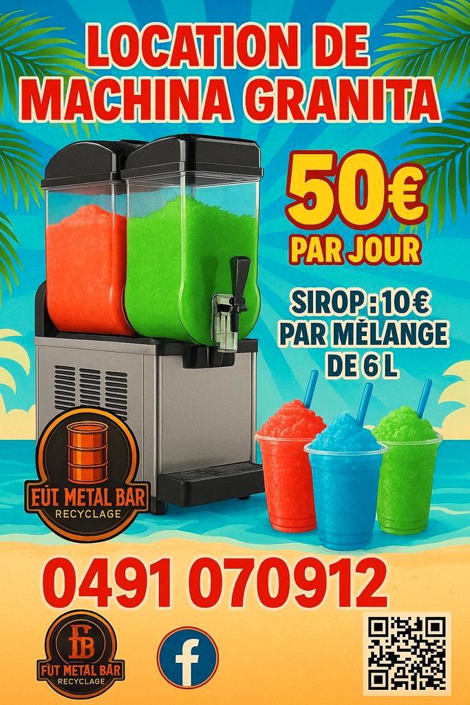 Location machine à granita double bac 2 x 10 litred, Huis en Inrichting, Woonaccessoires | Overige, Zo goed als nieuw, Ophalen