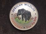 2000 Zambia - Elephant - 1 oz coloured silver, Ophalen of Verzenden, Zilver