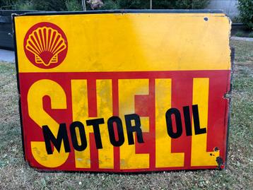 Plaque emaillee email emaille reclame bord Shell oil huile beschikbaar voor biedingen