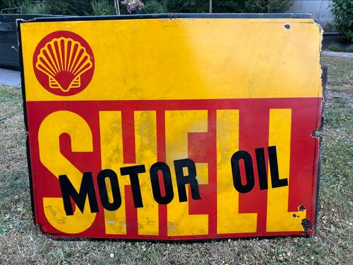 Plaque emaillee email emaille reclame bord Shell oil huile, Verzamelen, Merken en Reclamevoorwerpen, Ophalen