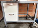 Roltafel met kastjes en inox werkblad, Huis en Inrichting, Ophalen, 1 of 2 laden, 50 tot 100 cm, Minder dan 100 cm