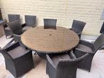 Ronde terras tafel met 8 stoelen, Tuin en Terras, Ophalen, Gebruikt, Rond, Overige materialen